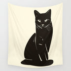 Minimalist Black Cat 2 Wall Tapestry Gallery Image 4