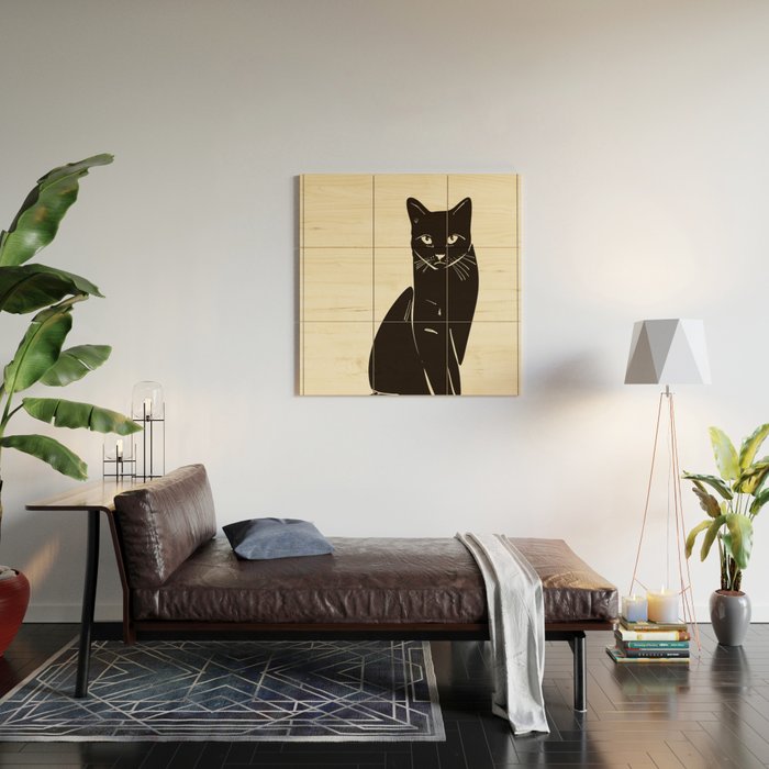 Minimalist Black Cat 2 Wood Wall Art Gallery Image 2