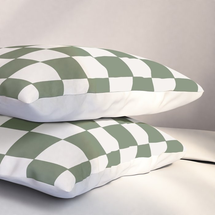 Soft Checkerboard Muted Green Pillow Sham Gallery Image 3