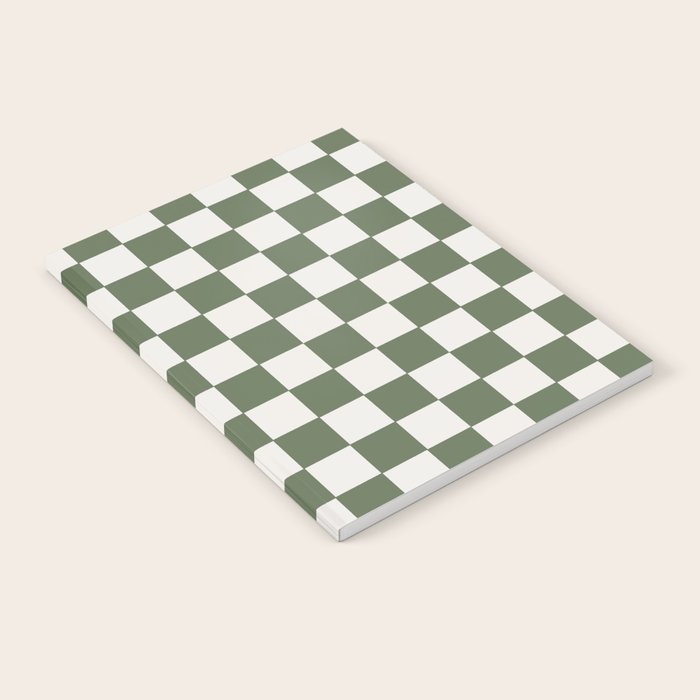 Soft Checkerboard Muted Green Notebook Gallery Image 1