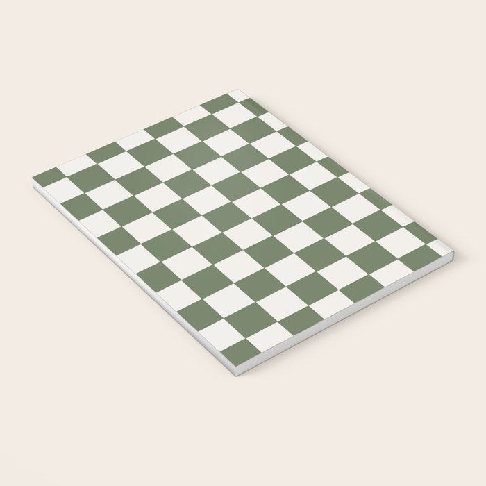 Soft Checkerboard Muted Green Notebook Gallery Image 3