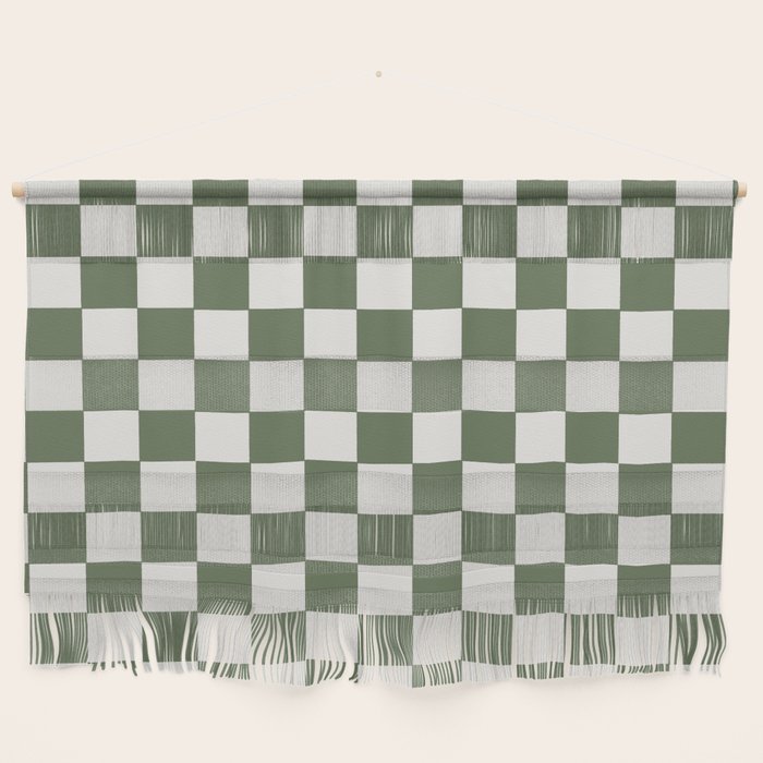 Soft Checkerboard Muted Green Wall Hanging Gallery Image 1