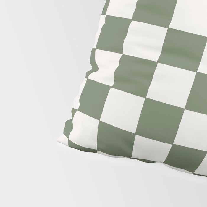 Soft Checkerboard Muted Green Pillow Sham Gallery Image 4