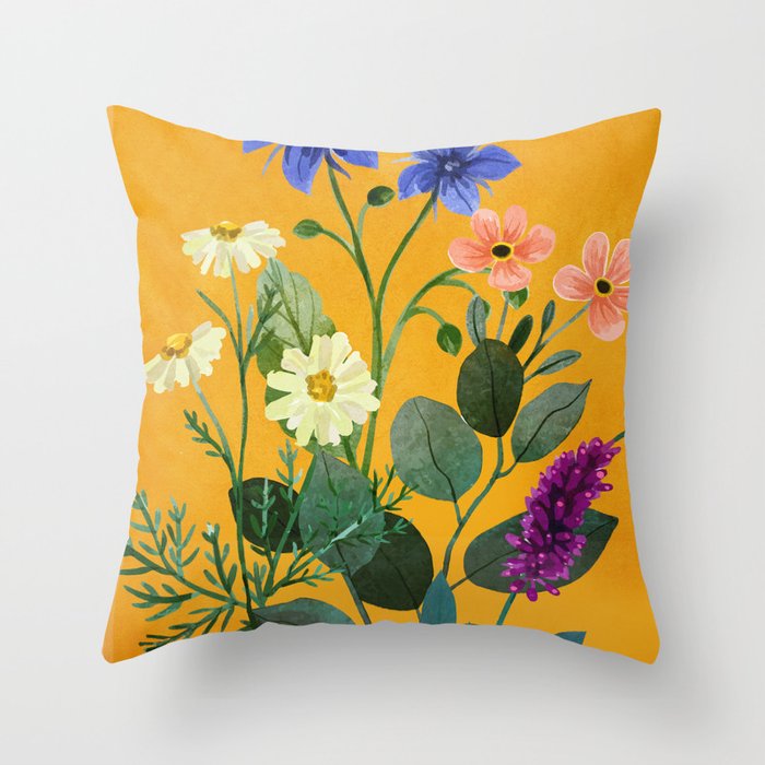 Summer Flowers 8 Throw Pillow Gallery Image 1