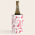 Mid Century Modern Loops Pattern in White on Pink Wine Chiller Gallery Image 2