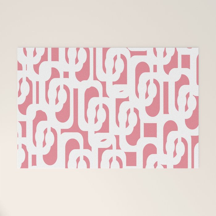 Mid Century Modern Loops Pattern in White on Pink Welcome Mat Gallery Image 1