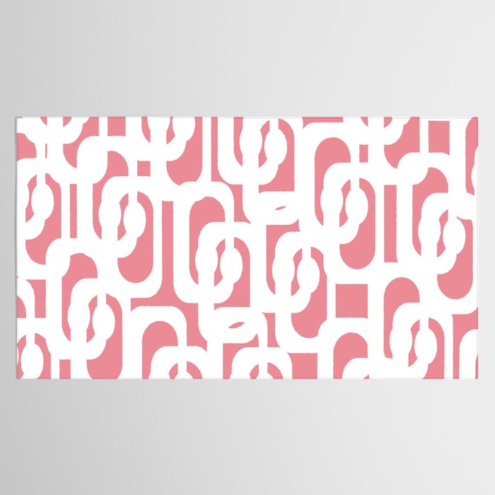 Mid Century Modern Loops Pattern in White on Pink Tablecloth Gallery Image 2