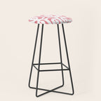 Mid Century Modern Loops Pattern in White on Pink Stool Gallery Image 1