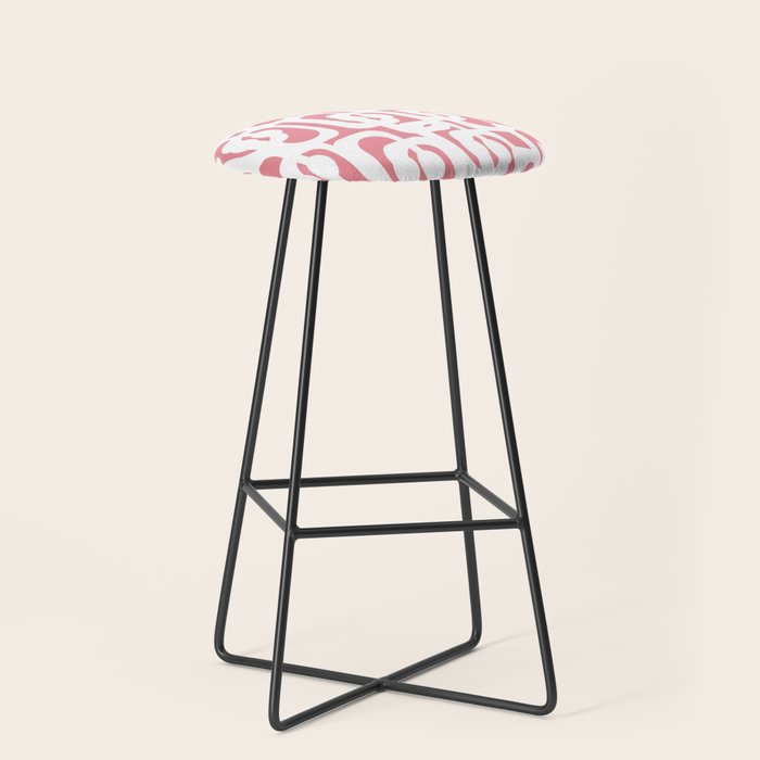 Mid Century Modern Loops Pattern in White on Pink Stool Gallery Image 1