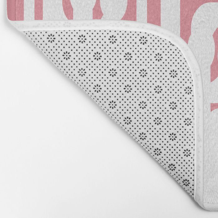 Mid Century Modern Loops Pattern in White on Pink Bath Mat Gallery Image 2