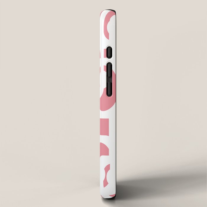 Mid Century Modern Loops Pattern in White on Pink iPhone Case Gallery Image 2