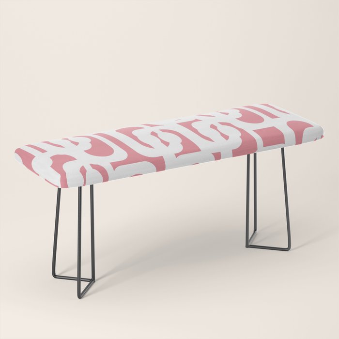 Mid Century Modern Loops Pattern in White on Pink Bench Gallery Image 1