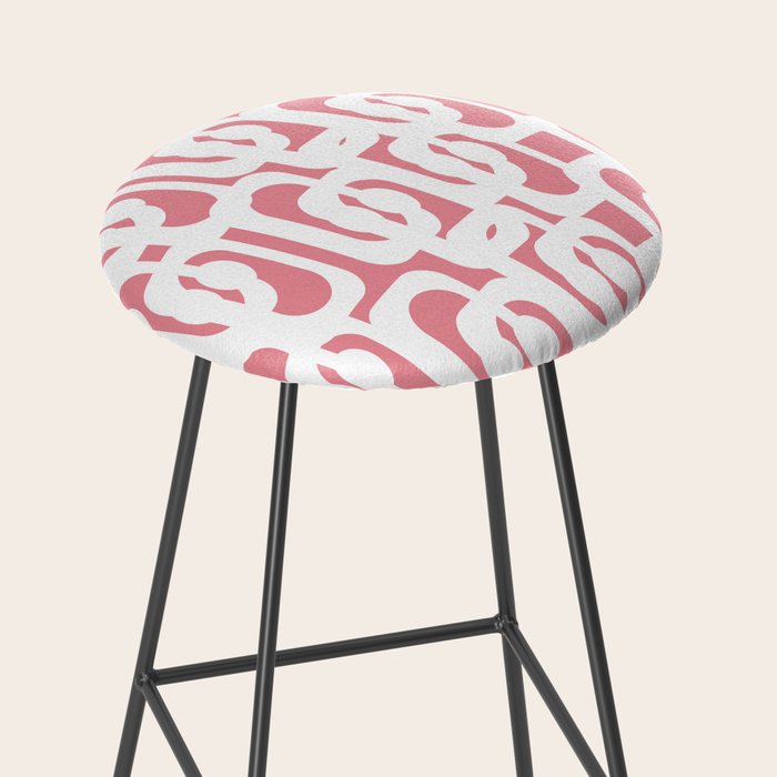 Mid Century Modern Loops Pattern in White on Pink Stool Gallery Image 2
