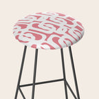 Mid Century Modern Loops Pattern in White on Pink Stool Gallery Image 2