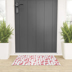 Mid Century Modern Loops Pattern in White on Pink Welcome Mat Gallery Image 3