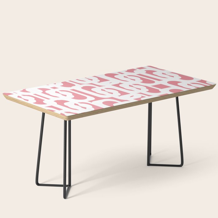Mid Century Modern Loops Pattern in White on Pink Coffee Table Gallery Image 1
