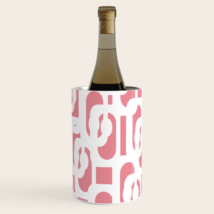 Mid Century Modern Loops Pattern in White on Pink Wine Chiller Gallery Image 3