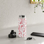 Mid Century Modern Loops Pattern in White on Pink Water Bottle Gallery Image 4