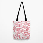 Mid Century Modern Loops Pattern in White on Pink Tote Bag Gallery Image 2