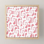 Mid Century Modern Loops Pattern in White on Pink Mini Art Print Gallery Image 1