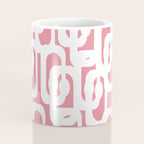 Mid Century Modern Loops Pattern in White on Pink Coffee Mug Gallery Image 4