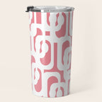 Mid Century Modern Loops Pattern in White on Pink Travel Mug Gallery Image 3