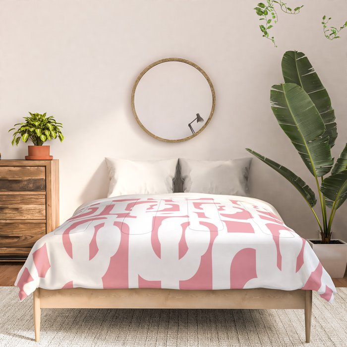 Mid Century Modern Loops Pattern in White on Pink Comforter Gallery Image 3