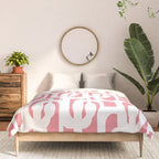 Mid Century Modern Loops Pattern in White on Pink Comforter Gallery Image 3