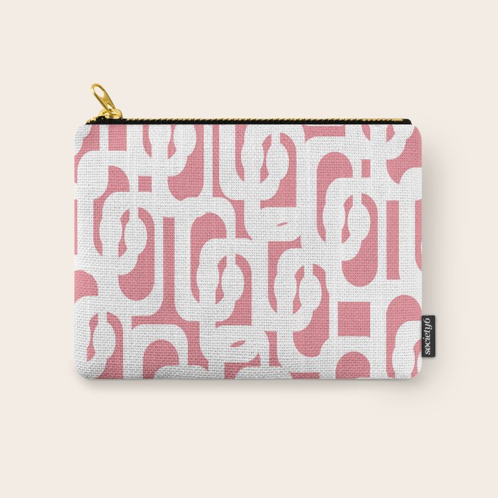 Mid Century Modern Loops Pattern in White on Pink Carry All Pouch Gallery Image 1