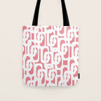 Mid Century Modern Loops Pattern in White on Pink Tote Bag Gallery Image 1