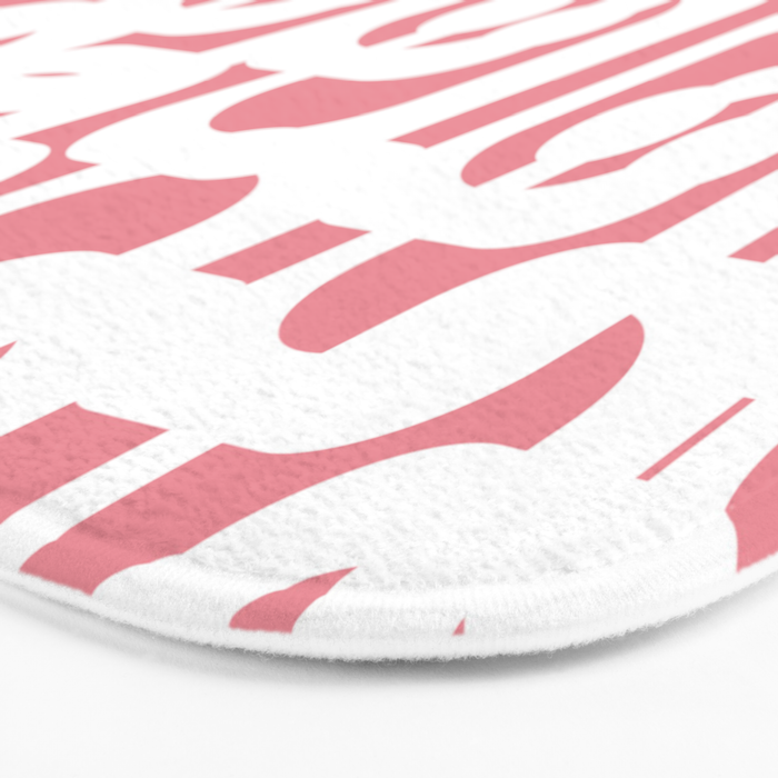 Mid Century Modern Loops Pattern in White on Pink Bath Mat Gallery Image 3