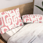 Mid Century Modern Loops Pattern in White on Pink Pillow Sham Gallery Image 2