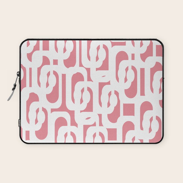 Mid Century Modern Loops Pattern in White on Pink Laptop Sleeve Gallery Image 1