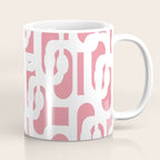 Mid Century Modern Loops Pattern in White on Pink Coffee Mug Gallery Image 1