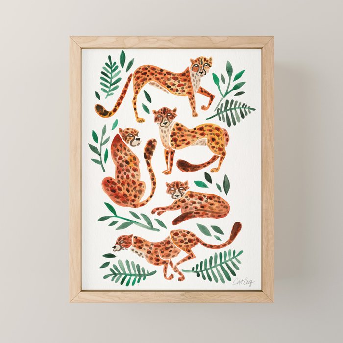 Cheetah Collection â Orange & Green Palette Mini Art Print Gallery Image 1