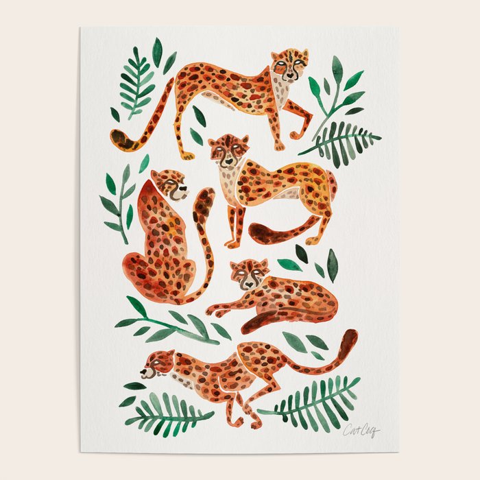 Cheetah Collection - Orange & Green Palette Poster Gallery Image 4