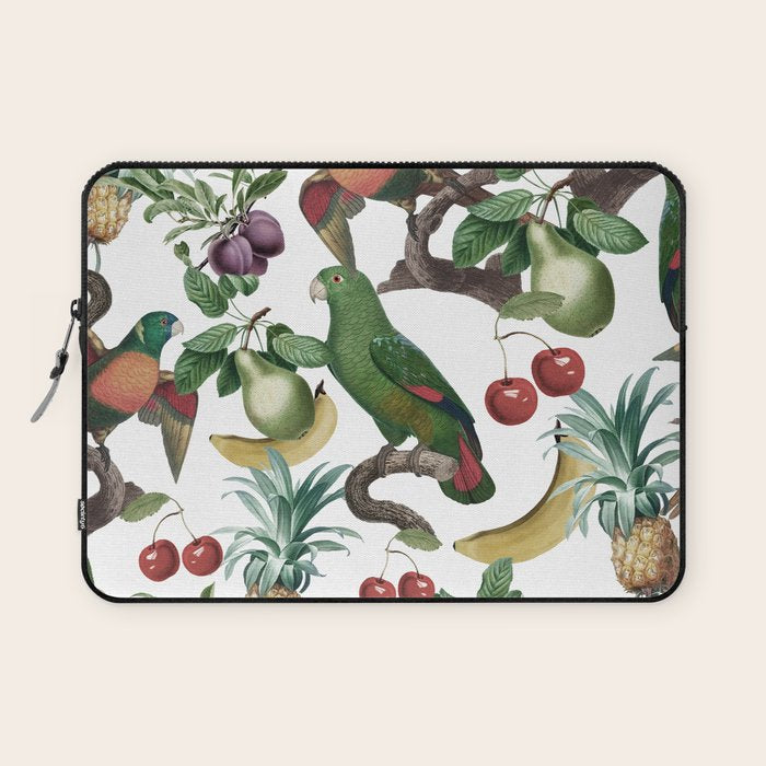 Tropical Vintage Floral and Fauna Laptop Sleeve Gallery Image 1