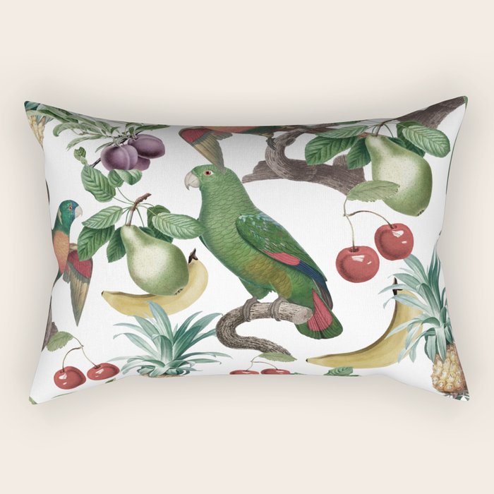 Tropical Vintage Floral and Fauna Rectangular Pillow Gallery Image 1