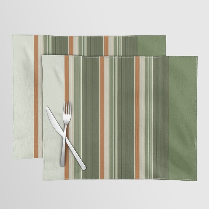 Sage Olive Green Stripes Placemat Gallery Image 1