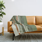 Sage Olive Green Stripes Throw Blanket Gallery Image 1