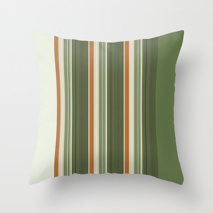 Sage Olive Green Stripes Throw Pillow Gallery Image 6