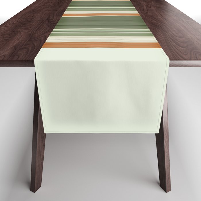 Sage Olive Green Stripes Table Runner Gallery Image 1