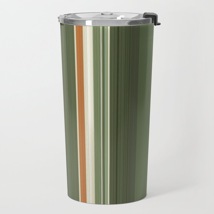 Sage Olive Green Stripes Travel Mug Gallery Image 2