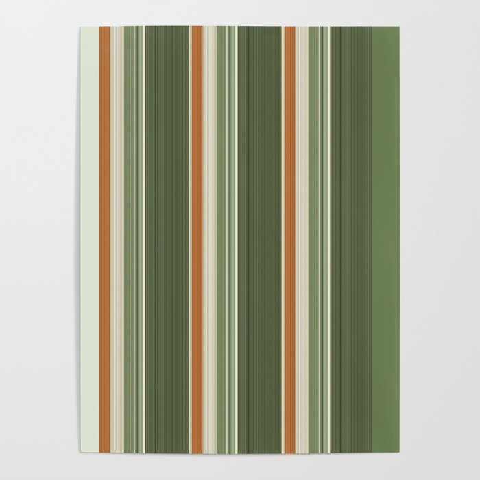 Sage Olive Green Stripes Poster Gallery Image 4