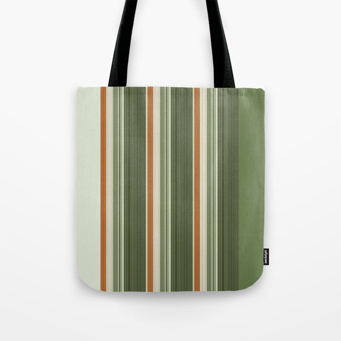 Sage Olive Green Stripes Tote Bag Gallery Image 1