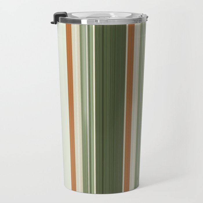 Sage Olive Green Stripes Travel Mug Gallery Image 3