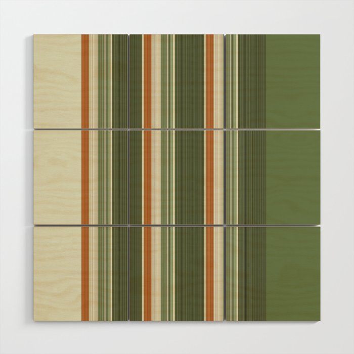 Sage Olive Green Stripes Wood Wall Art Gallery Image 1