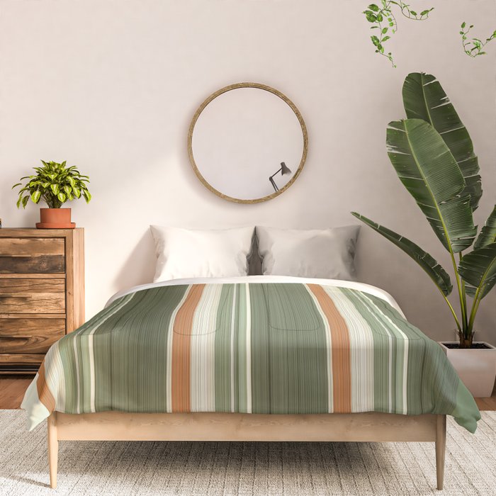 Sage Olive Green Stripes Comforter Gallery Image 3