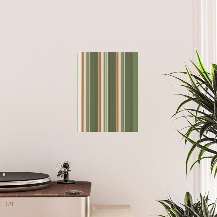 Sage Olive Green Stripes Poster Gallery Image 2