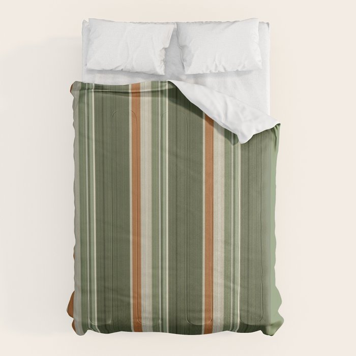 Sage Olive Green Stripes Comforter Gallery Image 6